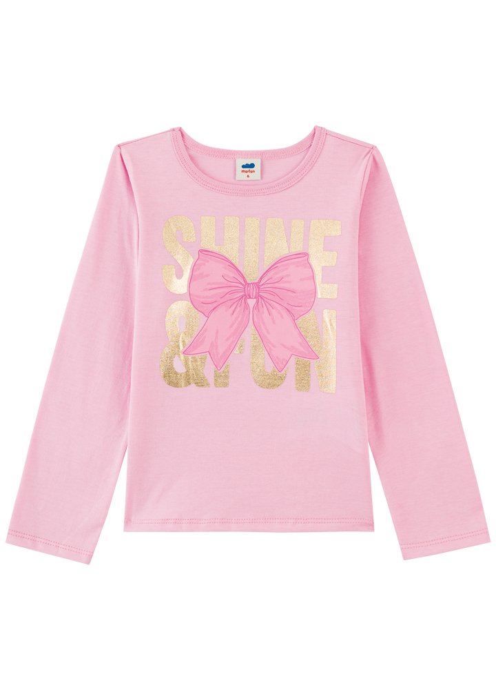Blusa Infantil Menina Manga Longa em Meia Malha Penteada